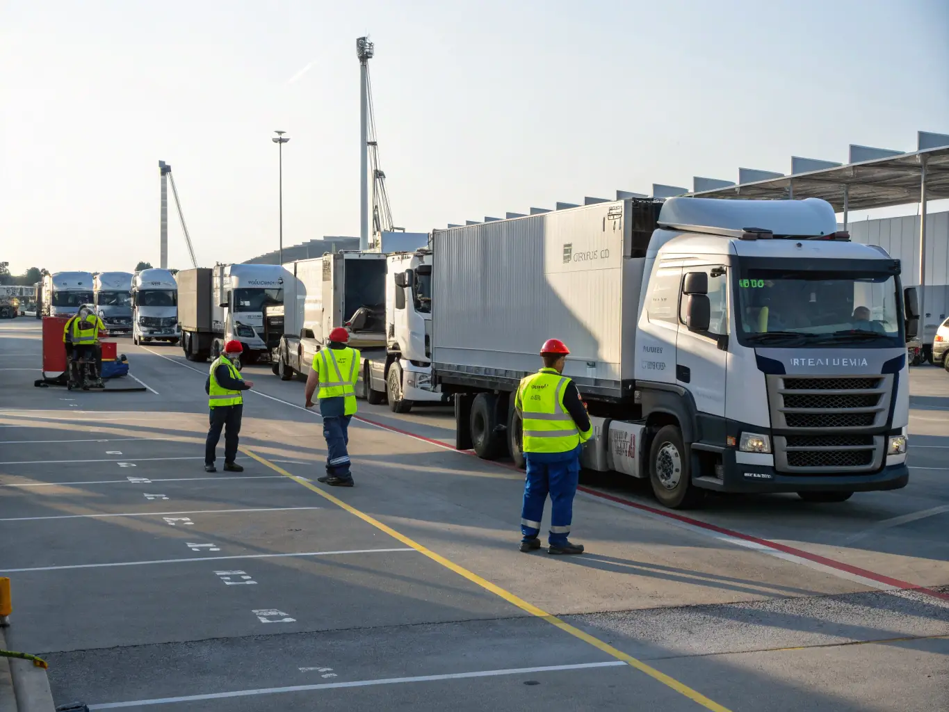 A logistics manager overseeing the unloading of imported vehicles from a shipping container at a busy port, highlighting smooth vehicle import coordination and compliance.